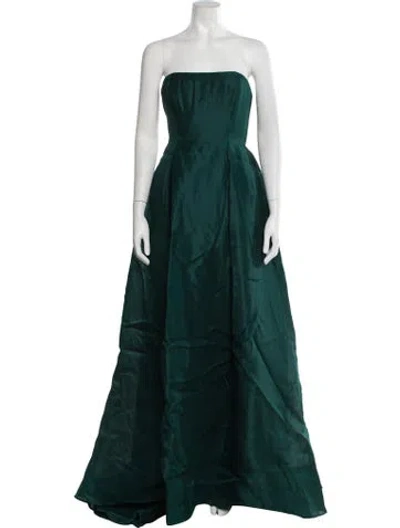 Pre-owned Badgley Mischka Strapless Long Dress In Green