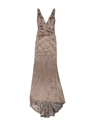 Pre-owned Badgley Mischka Strapless Long Dress In Neutrals