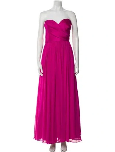 Pre-owned Badgley Mischka Strapless Long Dress In Pink