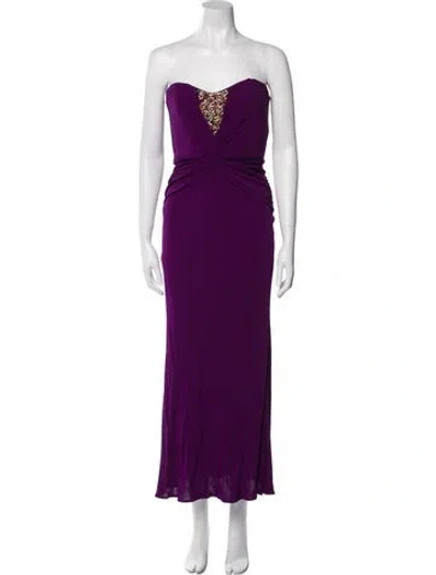 Pre-owned Badgley Mischka Strapless Long Dress In Purple