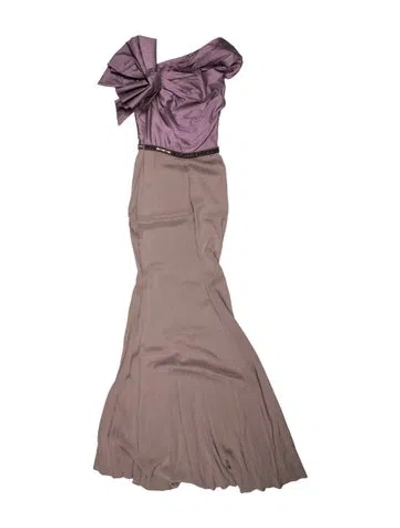 Pre-owned Badgley Mischka Strapless Long Dress In Purple