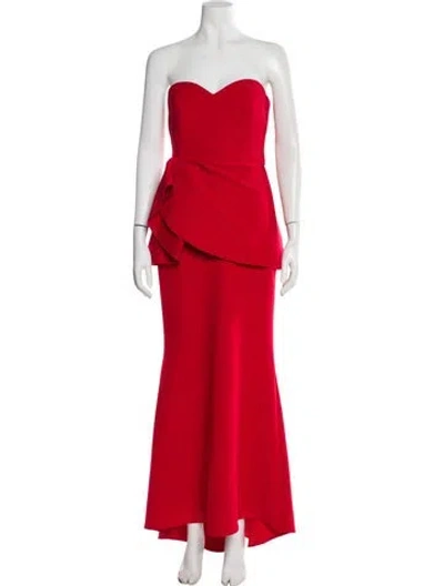 Pre-owned Badgley Mischka Strapless Long Dress In Red