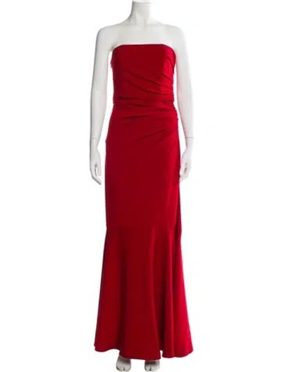 Pre-owned Badgley Mischka Strapless Long Dress In Red