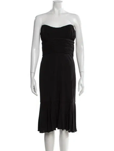 Pre-owned Badgley Mischka Strapless Midi Length Dress In Black