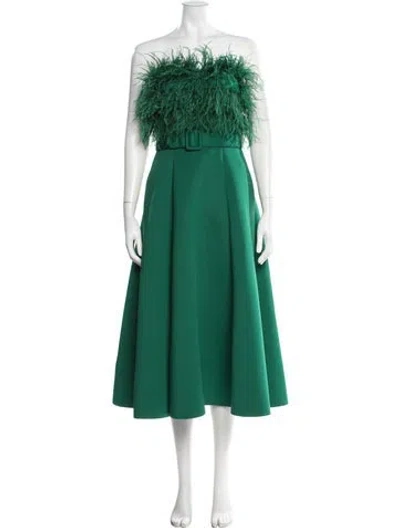 Pre-owned Badgley Mischka Strapless Midi Length Dress In Green