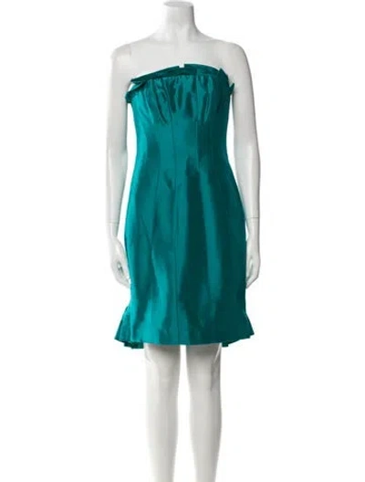 Pre-owned Badgley Mischka Strapless Mini Dress In Blue