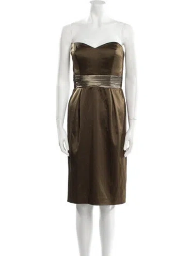Pre-owned Badgley Mischka Strapless Mini Dress In Green