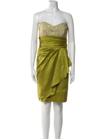 Pre-owned Badgley Mischka Strapless Mini Dress In Green