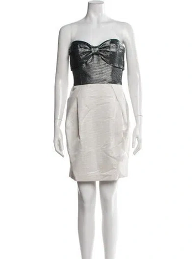 Pre-owned Badgley Mischka Strapless Mini Dress In Metallic/neutrals