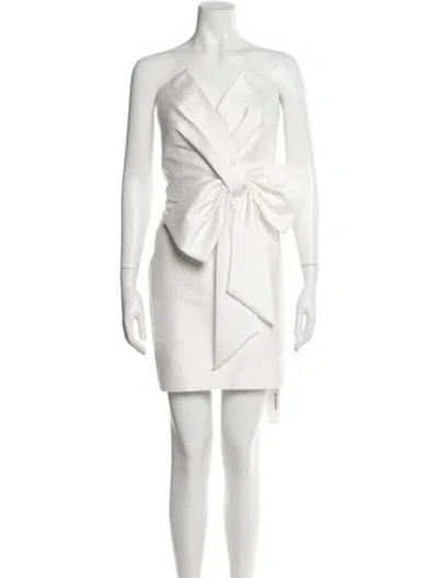 Pre-owned Badgley Mischka Strapless Mini Dress In White