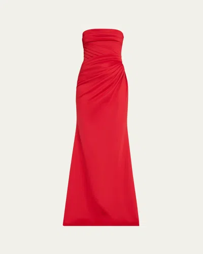 BADGLEY MISCHKA STRAPLESS PLEATED A-LINE GOWN