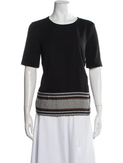 Pre-owned Badgley Mischka Striped Crew Neck Top W/ Tags In Black
