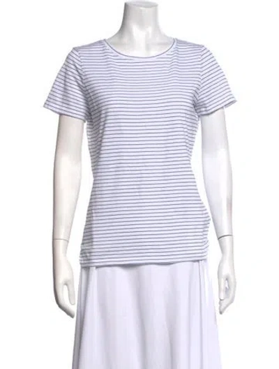 Pre-owned Badgley Mischka Striped Crew Neck T-shirt In White