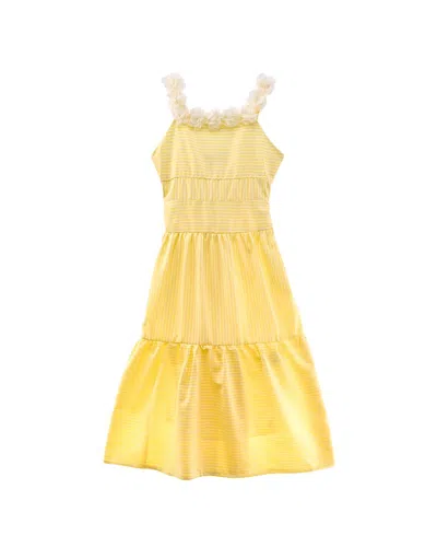 Badgley Mischka Kids' Striped Dress In Yellow