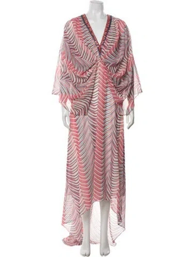 Pre-owned Badgley Mischka Striped Long Dress In Pink