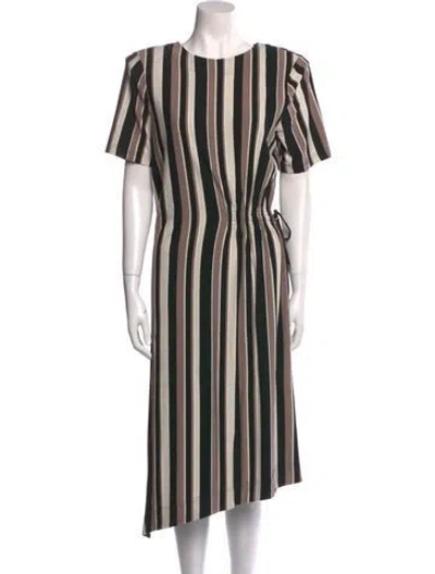 Pre-owned Badgley Mischka Striped Midi Length Dress In Black