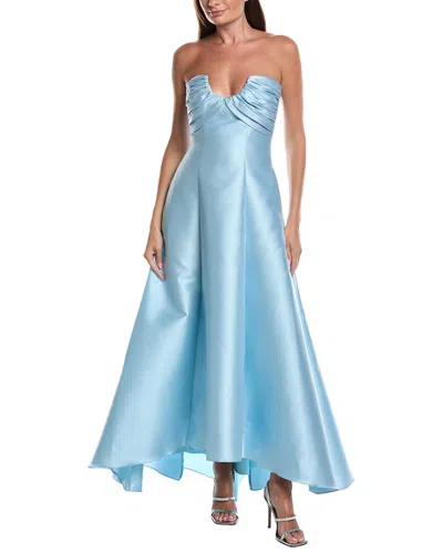 Badgley Mischka Strpls Scoop Hi Low Maxi Dress In Blue