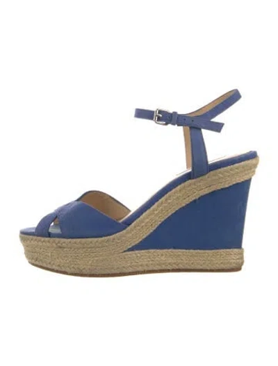 Pre-owned Badgley Mischka Suede Colorblock Pattern Slingback Pumps In Blue