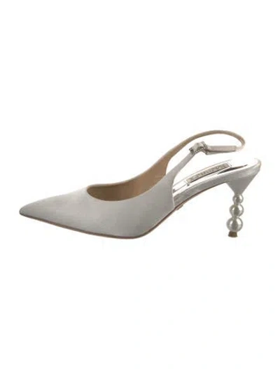 Pre-owned Badgley Mischka Suede Slingback Pumps In Silver