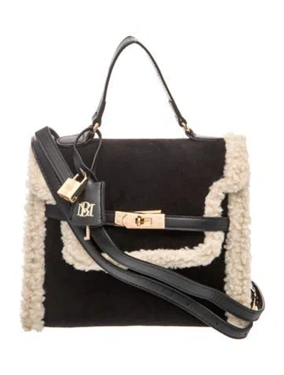 Pre-owned Badgley Mischka Suede Top Handle Bag In Black