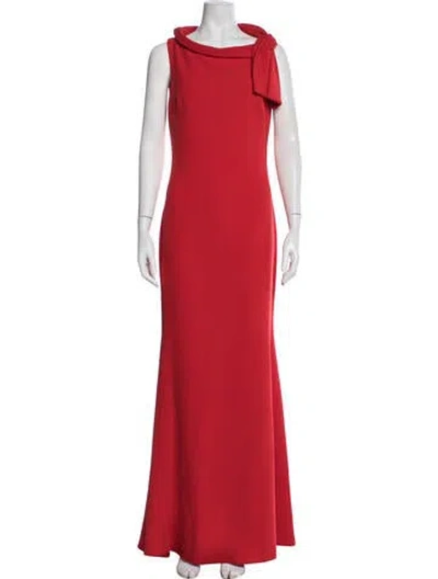 Pre-owned Badgley Mischka Tie Neck Long Dress In Red
