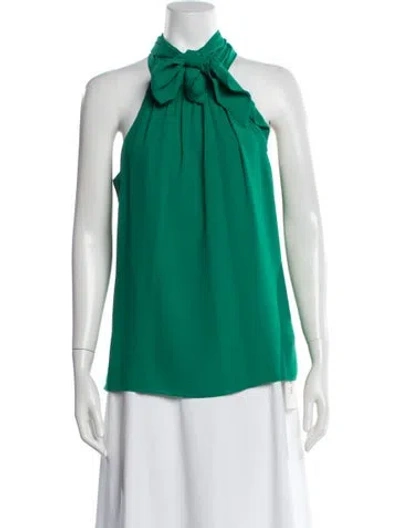 Pre-owned Badgley Mischka Tie Neck Sleeveless Top In Green