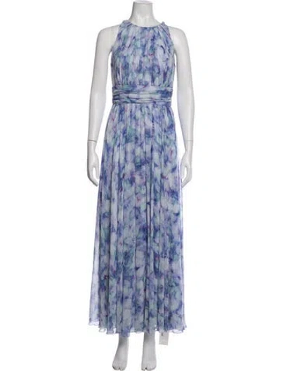 Pre-owned Badgley Mischka Tie-dye Print Long Dress In Purple