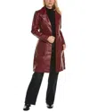 Badgley Mischka Triss Double-breasted Leather Trench Coat In Burgundy