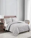 Badgley Mischka Tufted Matte Satin 3-pc. Quilt Set, Full/queen In Gray