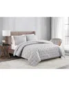 Badgley Mischka Tufted Matte Satin Quilt Set In Grey