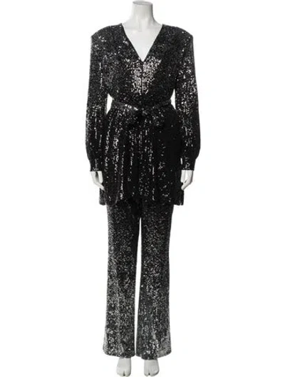 Pre-owned Badgley Mischka Tunic Printed Set In Black