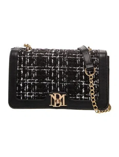 Pre-owned Badgley Mischka Tweed Crossbody Bag In Black