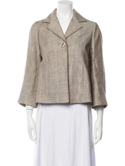 Pre-owned Badgley Mischka Tweed Pattern Blazer In Neutral