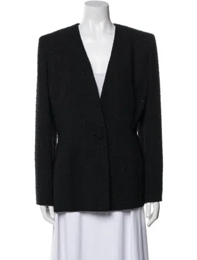 Pre-owned Badgley Mischka Tweed Pattern Evening Jacket In Black