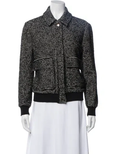 Pre-owned Badgley Mischka Tweed Pattern Jacket In Black