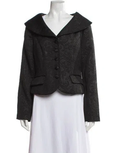 Pre-owned Badgley Mischka Tweed Pattern Jacket In Gray