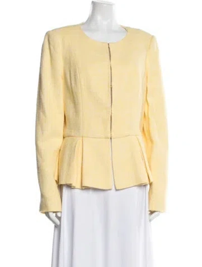 Pre-owned Badgley Mischka Tweed Pattern Jacket In Yellow