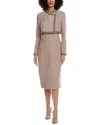 Badgley Mischka Tweed Sheath Dress In Neutral