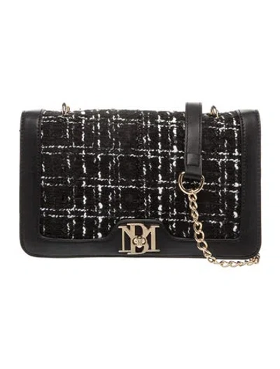 Pre-owned Badgley Mischka Tweed Shoulder Bag In Black
