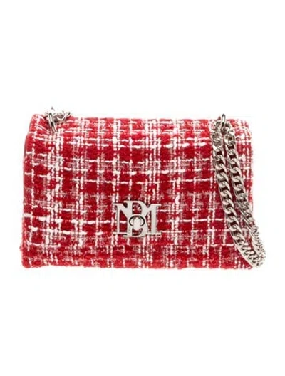 Pre-owned Badgley Mischka Tweed Shoulder Bag In Red