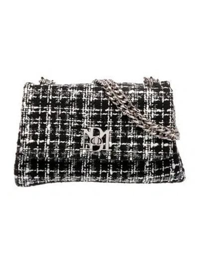 Pre-owned Badgley Mischka Tweed Shoulder Bag W/ Tags In Black
