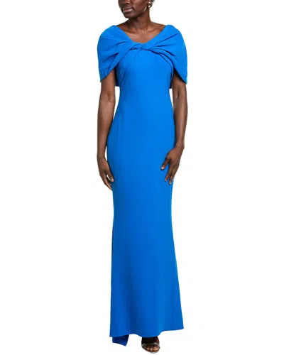 Badgley Mischka Twist Drape Gown In Multi