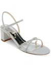 Badgley Mischka Womens Open Toe Block Heel Slingback Sandals In Silver