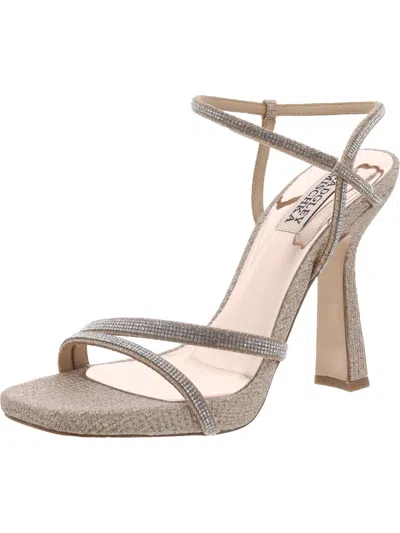 Badgley Mischka Urbana Womens Open Toe Ankle Strap Heels In Gold