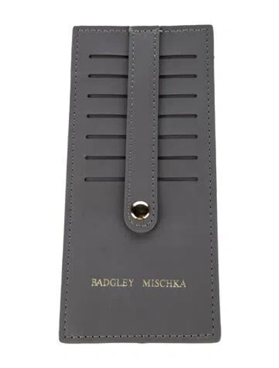 Pre-owned Badgley Mischka Vegan Leather Card Holder In Grey