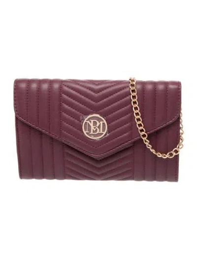Pre-owned Badgley Mischka Vegan Leather Clutch In Burgundy