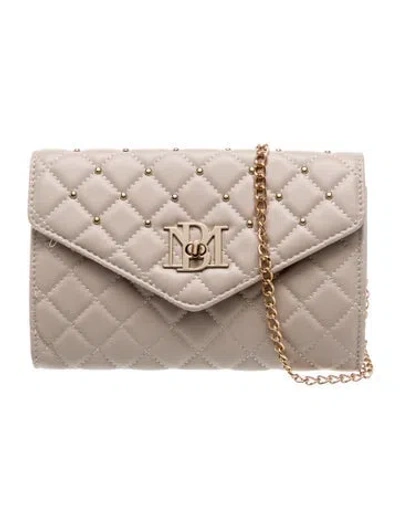 Pre-owned Badgley Mischka Vegan Leather Clutch In Gray