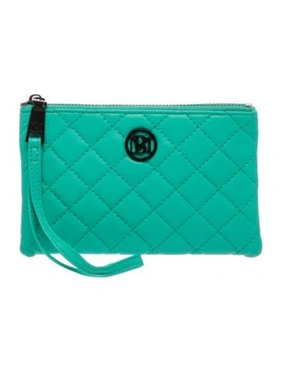 Pre-owned Badgley Mischka Vegan Leather Clutch In Green