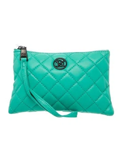 Pre-owned Badgley Mischka Vegan Leather Clutch In Green