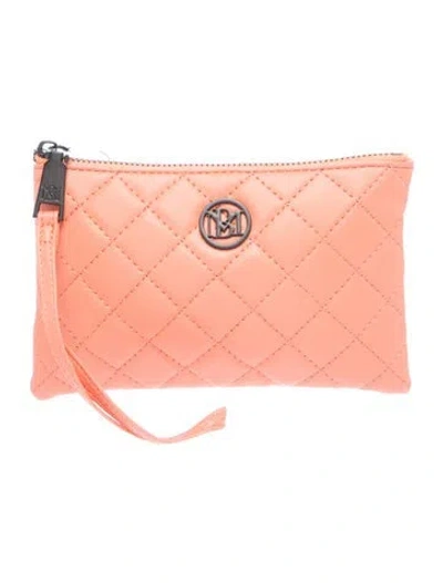 Pre-owned Badgley Mischka Vegan Leather Clutch In Orange